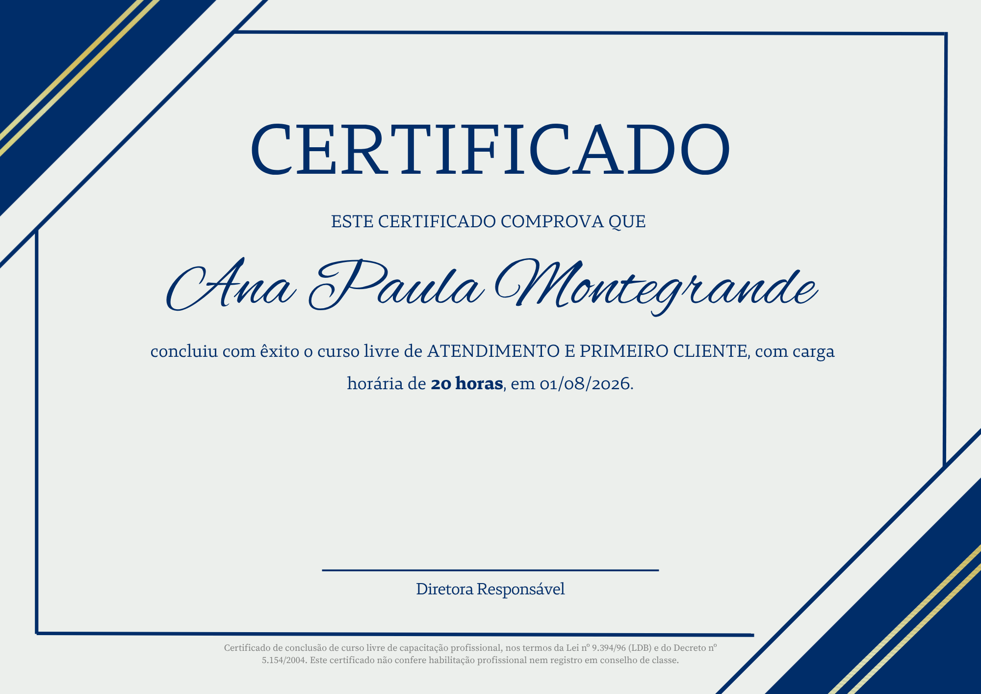 Certificado de Atendimento e Primeiro Cliente da VITALLIA