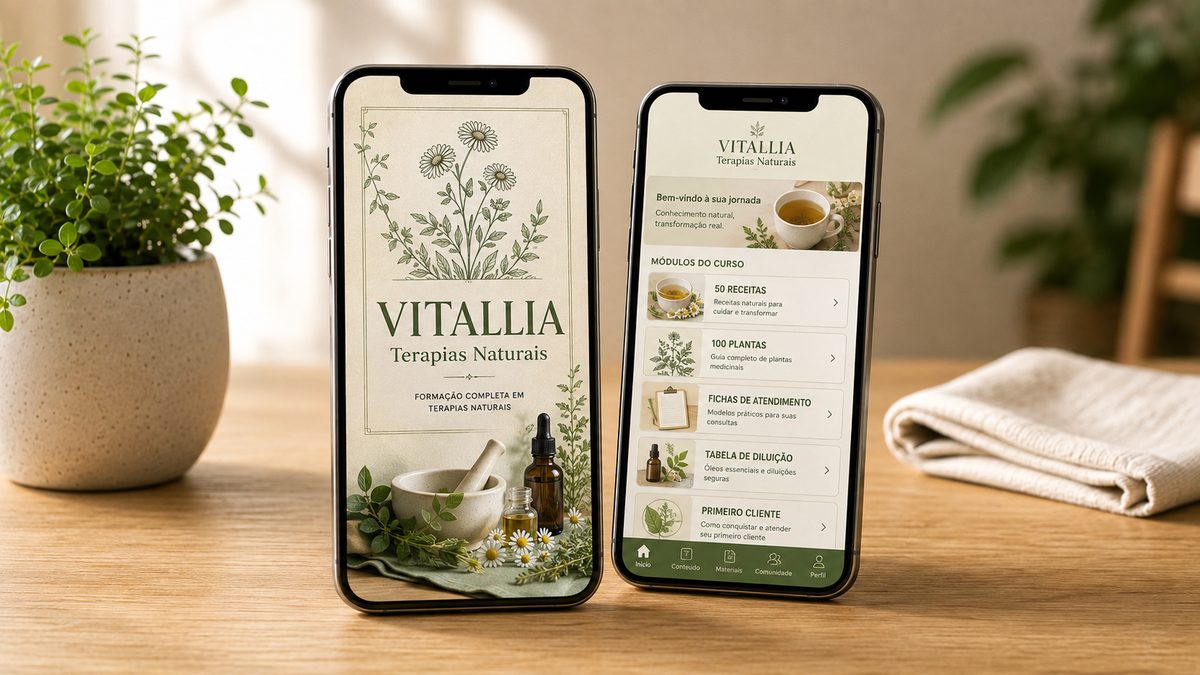 Área de membros da Terapias Integrativas no celular